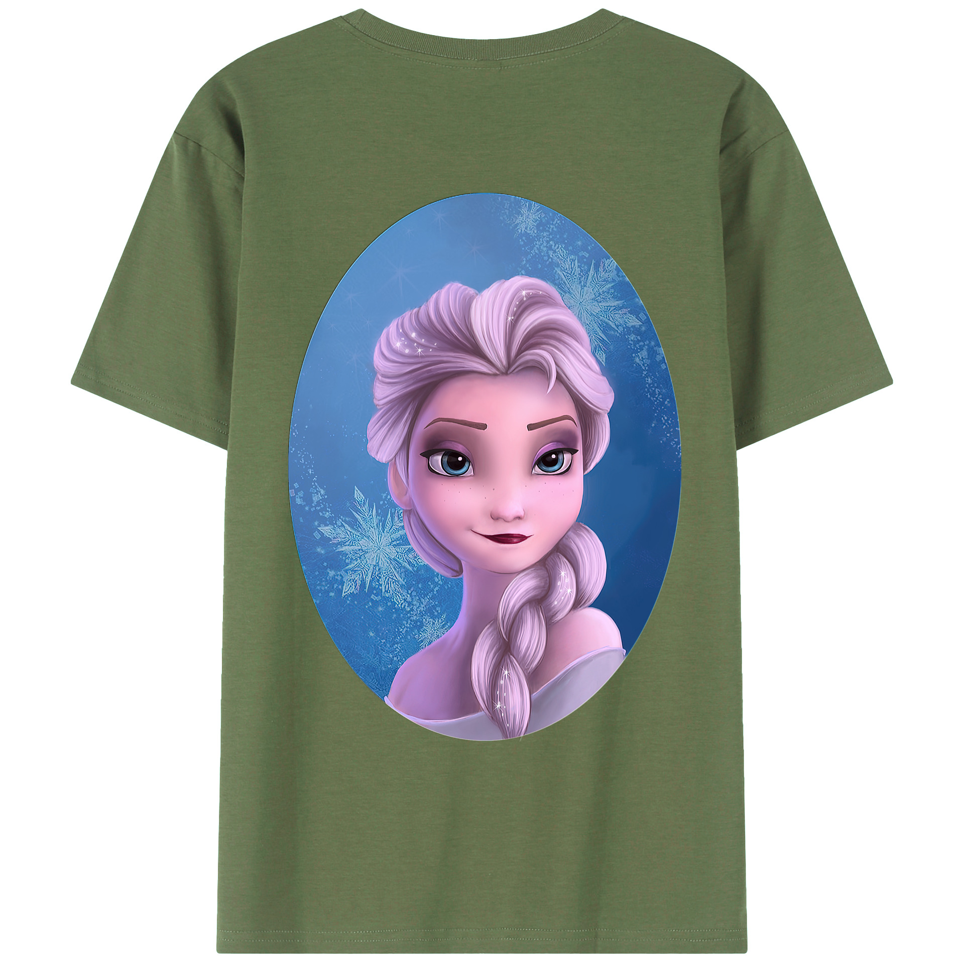 （画像用） アナと雪の女王 アンナ エルサ Frozen Anna Elsa 綿100％ メンズ半袖Tシャツ（バックプリント） 通気性